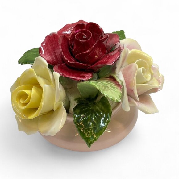 VTG Royal Adderley England Bone China Flower Rose Bouquet In Footed Bowl 2.5" - Picture 4 of 8